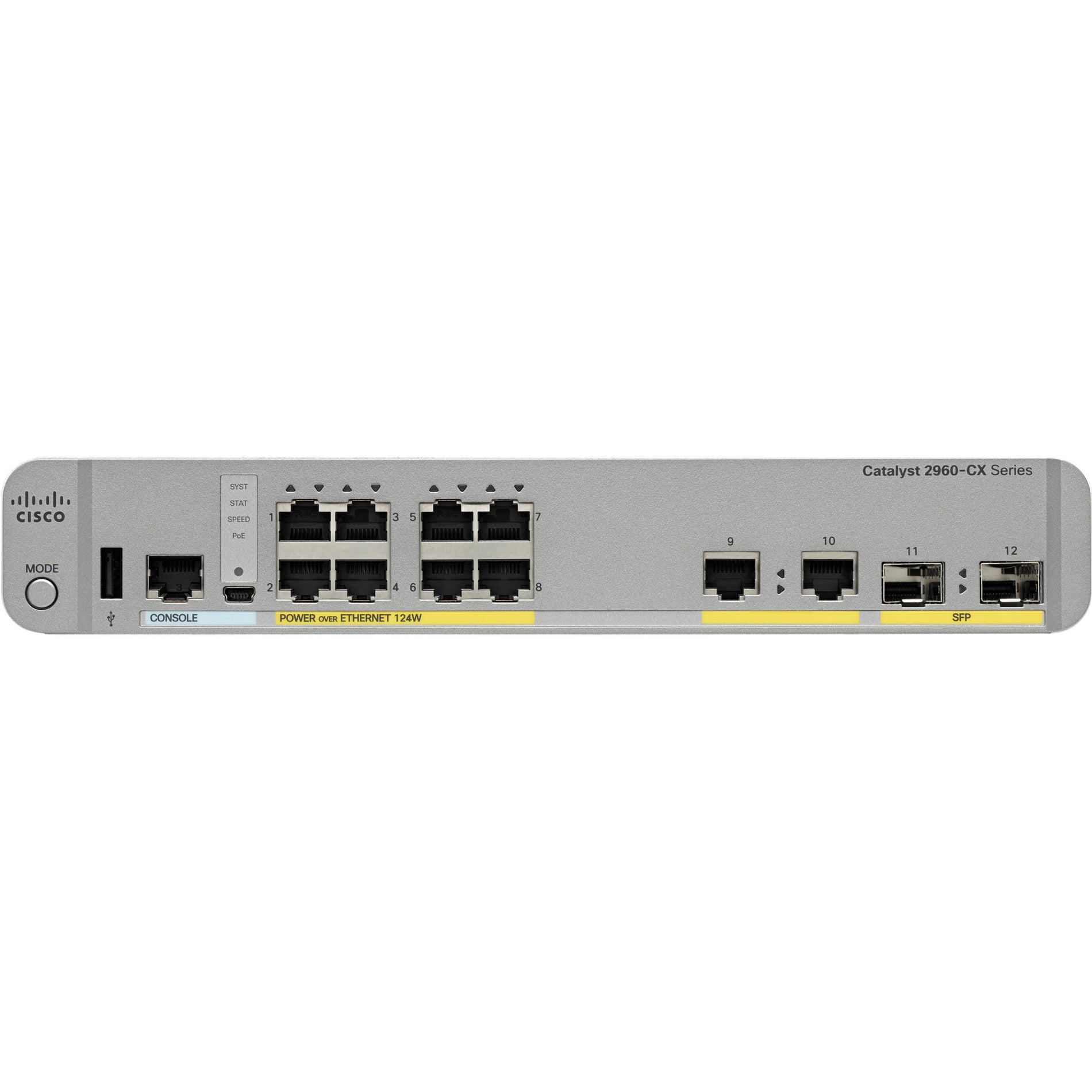 Cisco WS-C2960CX-8PC-L 2960CX-8PC-L Ethernet Switch 10 Gigabit Ethernet Ports 2 SFP Slots 124W PoE Budget