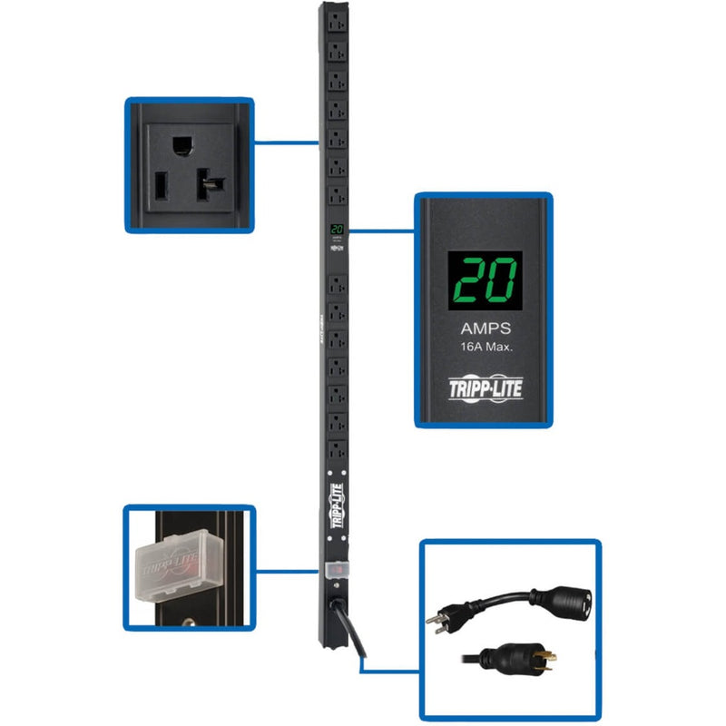 Annotated diagram showing PDU features and specifications