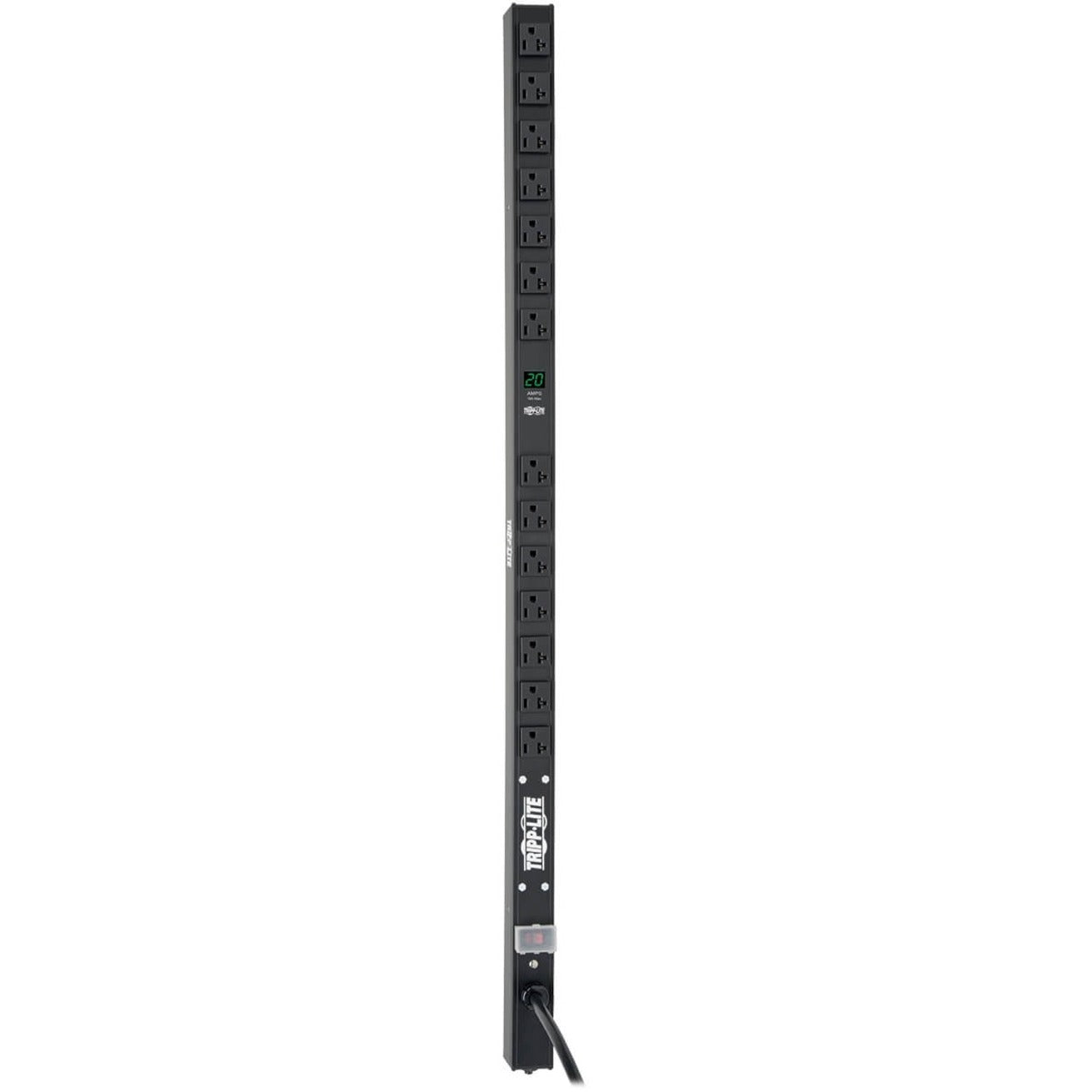 Vertical rack-mount PDU with 14 outlets and digital amp meter display-alternate-image1