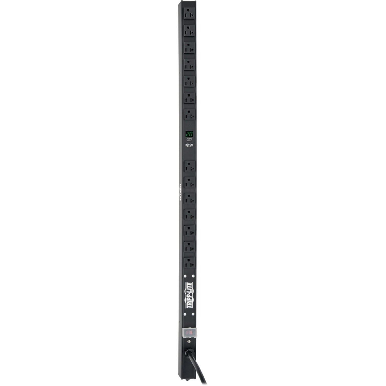 Full-length view of vertical PDU showing outlet arrangement and digital display-alternate-image2