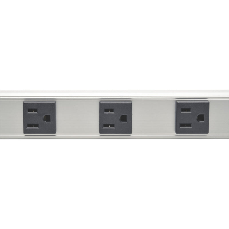 Close-up view of Tripp Lite SS3612 power strip outlets showing spacing and construction