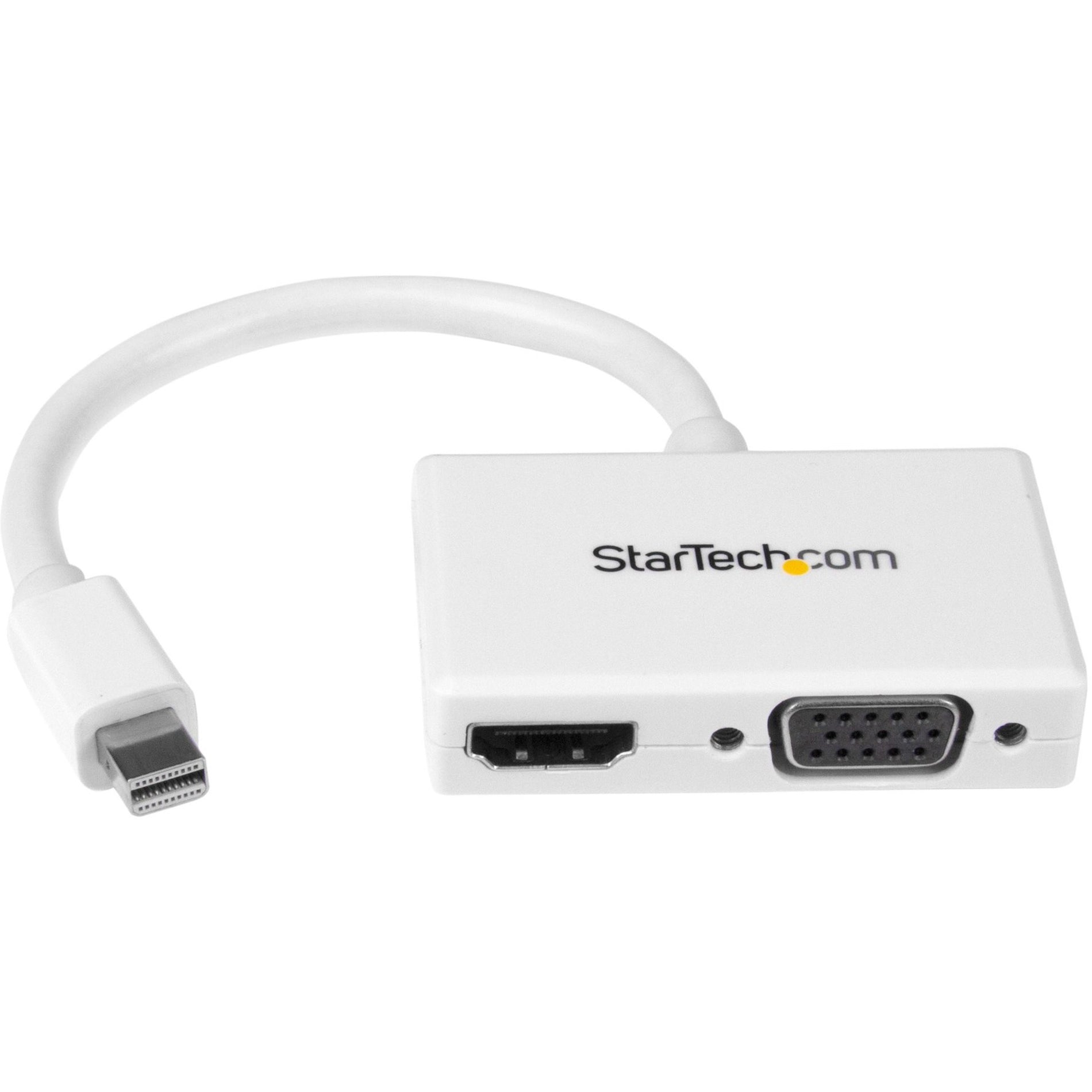 ستارتك.كوم MDP2HDVGAW محول السفر للصوت / الفيديو - محول Mini DisplayPort إلى HDMI أو VGA 2 في 1 ، أبيض ستارتكوم - العلامة التجارية