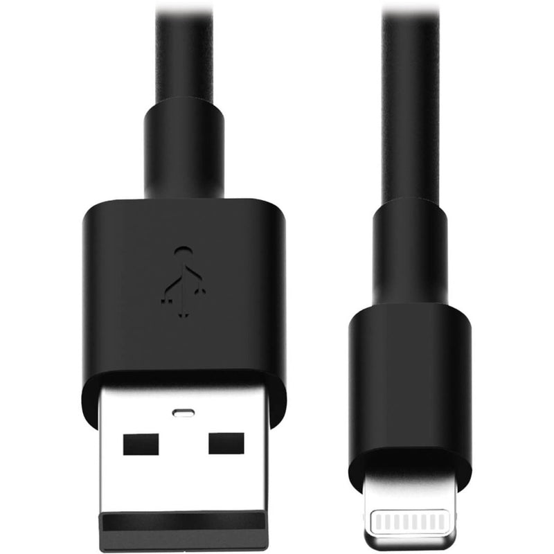 Close-up view of black USB and Lightning connectors showing premium build quality and reversible design