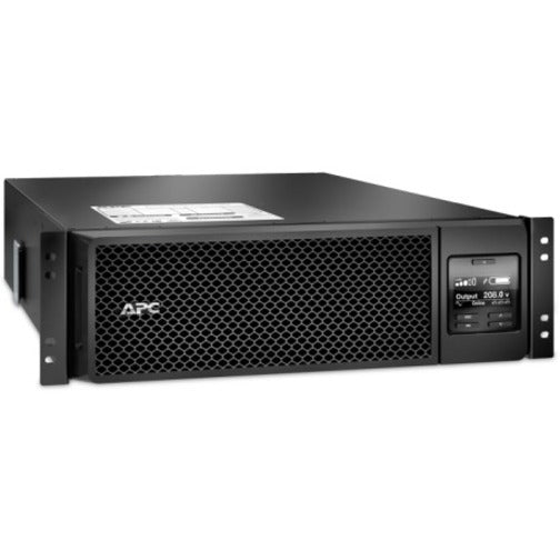 Angular view of APC Smart-UPS SRT 5000VA showing sleek profile and rack-mount design