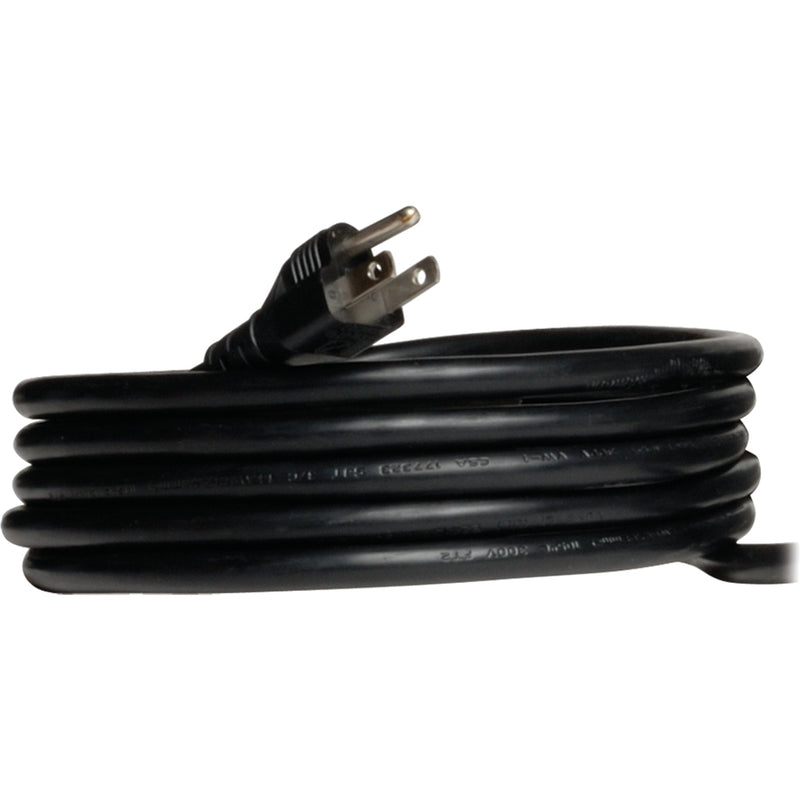 Close-up of PDU's 15-foot power cord with NEMA 5-15P plug