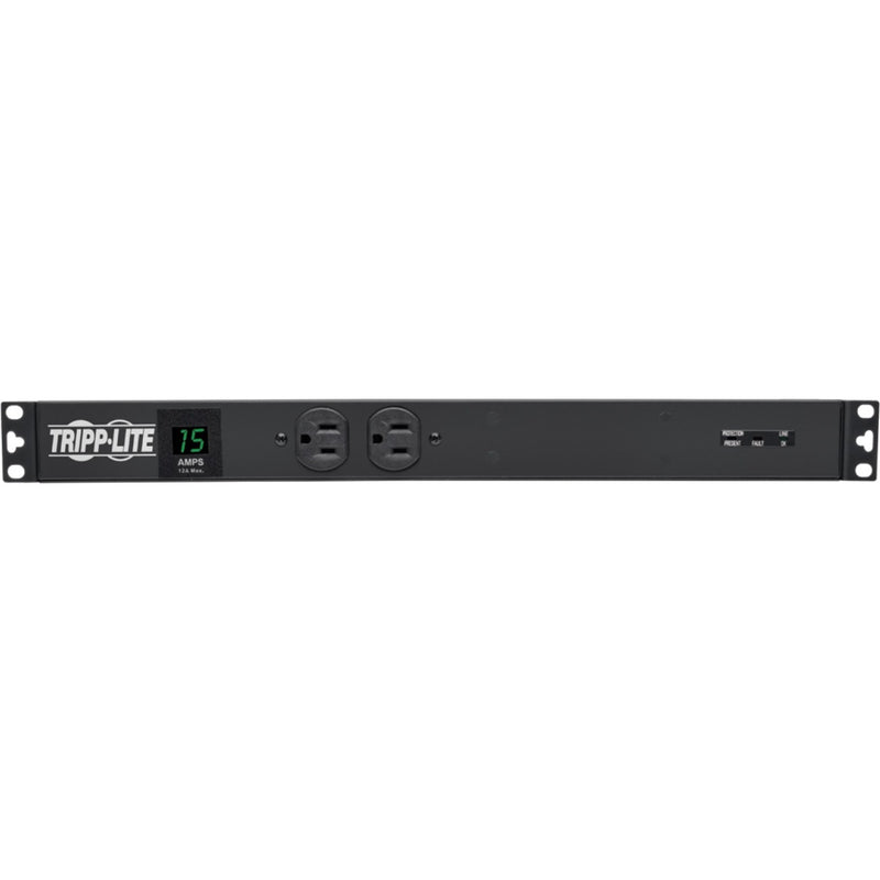 Horizontal view of Tripp Lite PDU showing full length and outlet arrangement