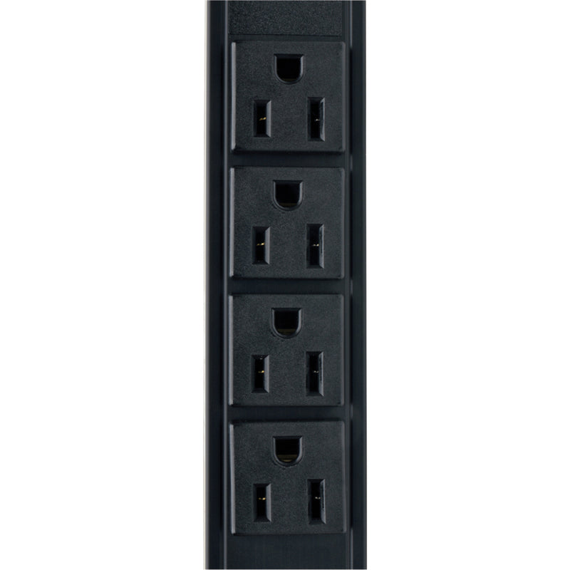 Detail view of NEMA 5-15R outlets on Tripp Lite PDU