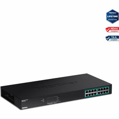 TRENDnet TPE-TG160G GREENnet 16-Port Gigabit PoE+ Ethernet Switch, 246W Power Budget, 32Gbps Switching Capacity, Rack Mountable Metal, TAA Compliant - TPE-TG160G (Lifetime Protection)