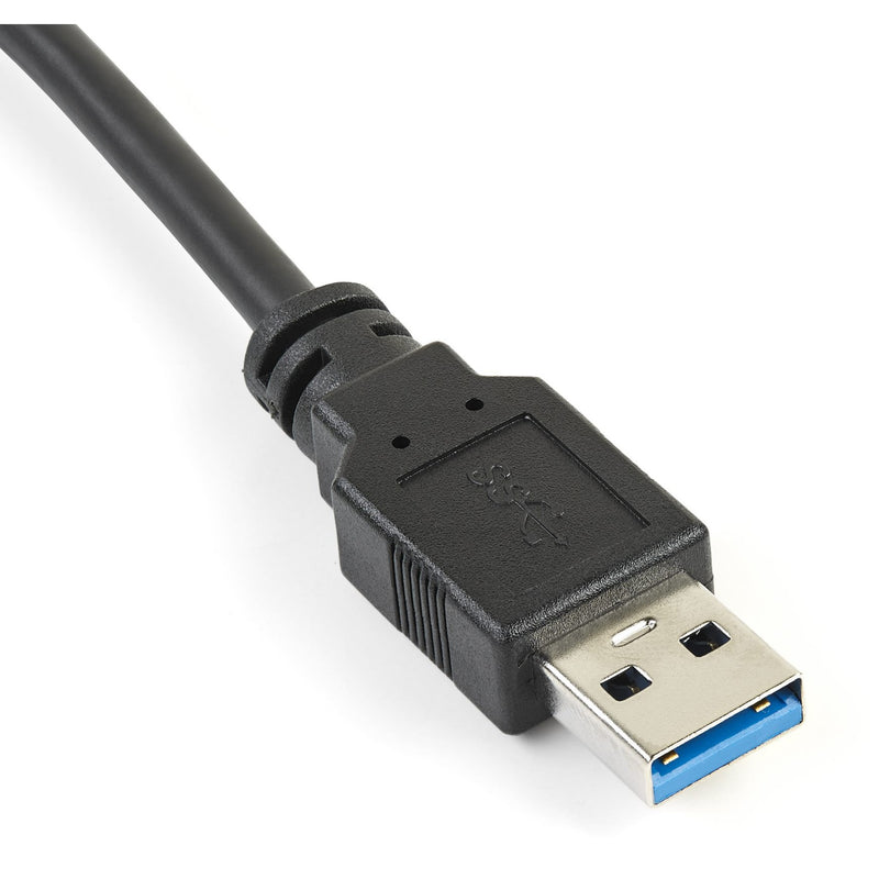 Close-up view of USB 3.0 connector with blue interface