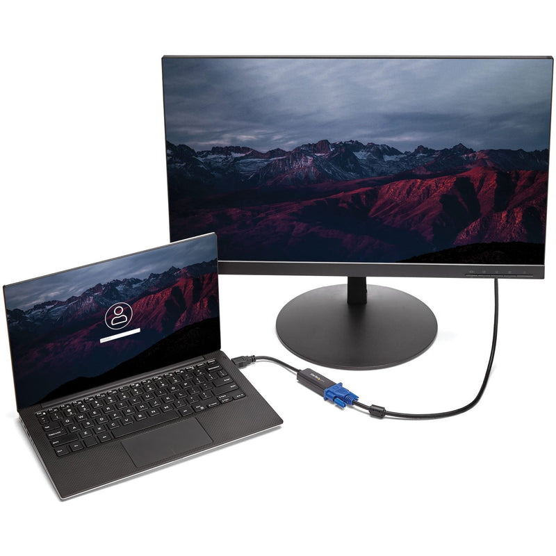 Laptop connected to external monitor using USB to VGA adapter