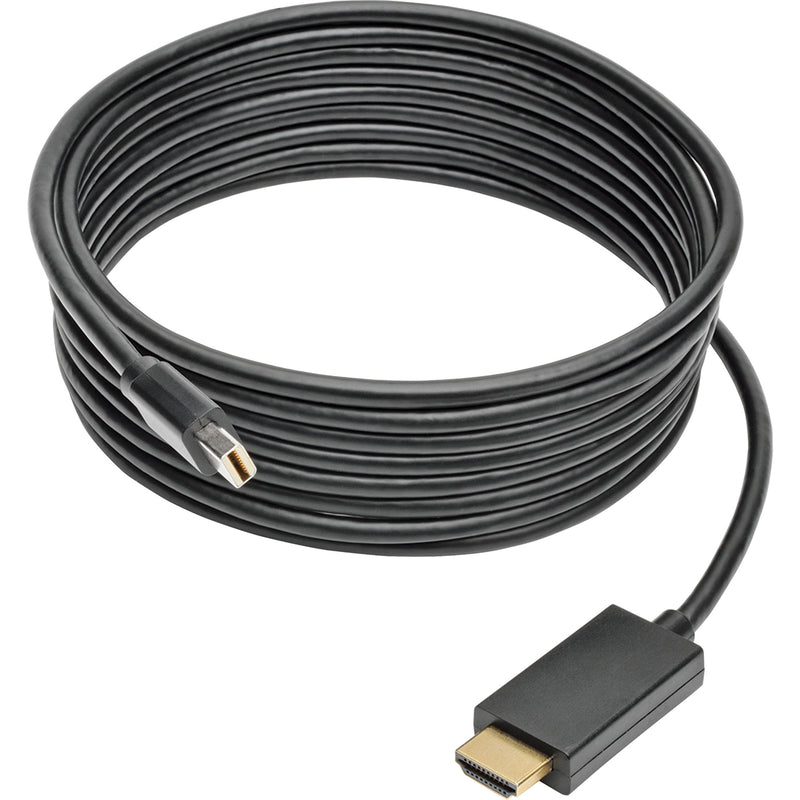 Full length view of 12-foot Mini DisplayPort to HDMI cable showing coiled design and both connectors