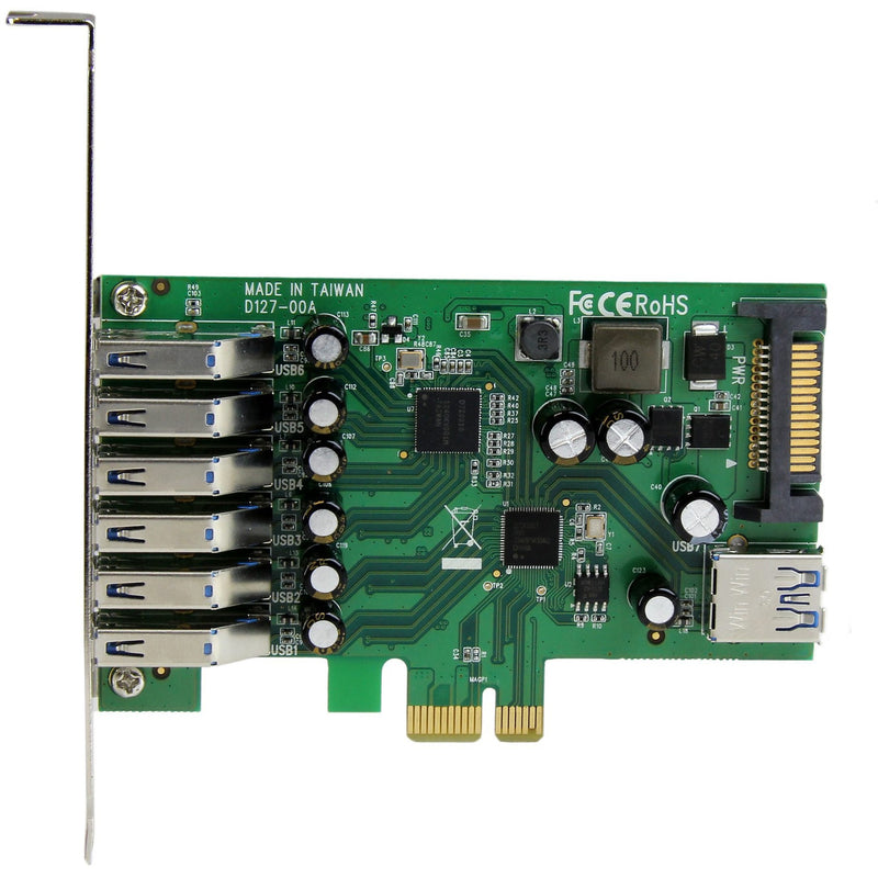 Top view of StarTech.com USB 3.0 PCIe card showing circuit board layout and component placement