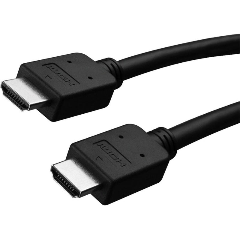 Close-up view of W Box HDMI cable connectors showing male HDMI 1.4 ends with triple-shielded black cable