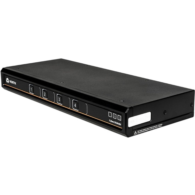 Angled view of AVOCENT SC840H Secure KVM Switch displaying slim profile and sturdy construction