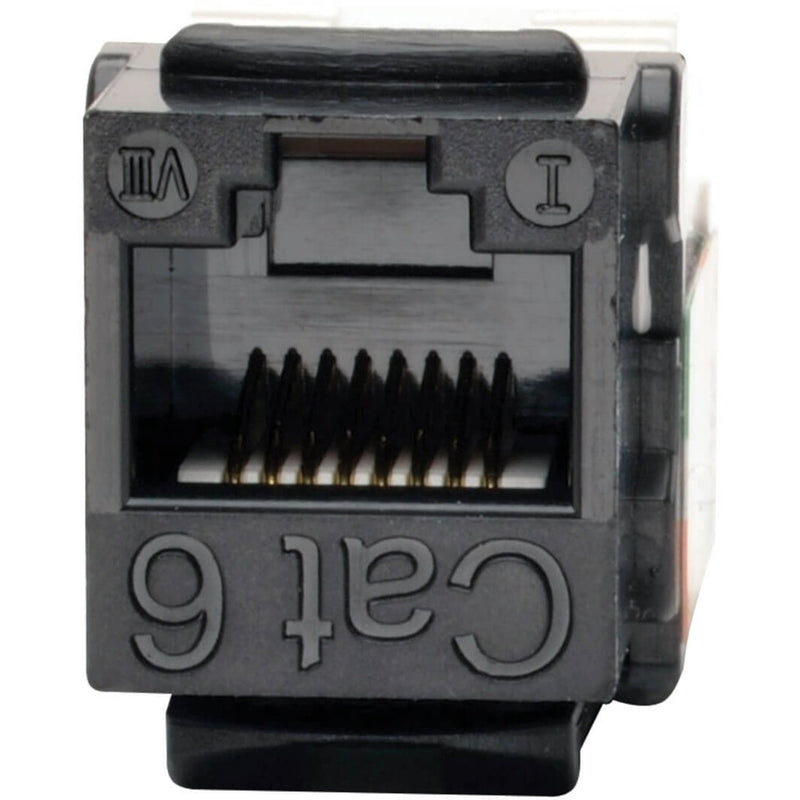 Detailed view of keystone jack contact array and housing markings