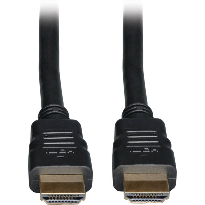 Close-up view of Tripp Lite P569-010-CL2 HDMI cable ends showing gold-plated connectors and molded strain relief design