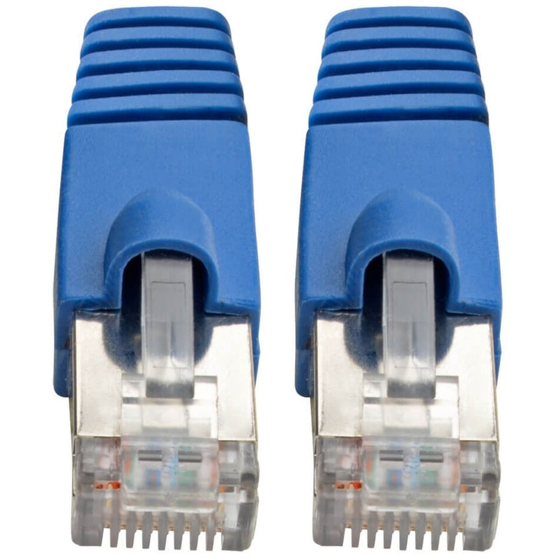 Detailed view of Cat6a RJ-45 connector design showing internal components and boot structure