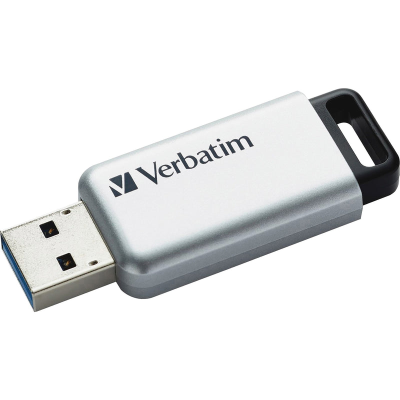 Verbatim Store 'n' Go Secure Pro USB 3.0 flash drive in silver with retractable USB connector