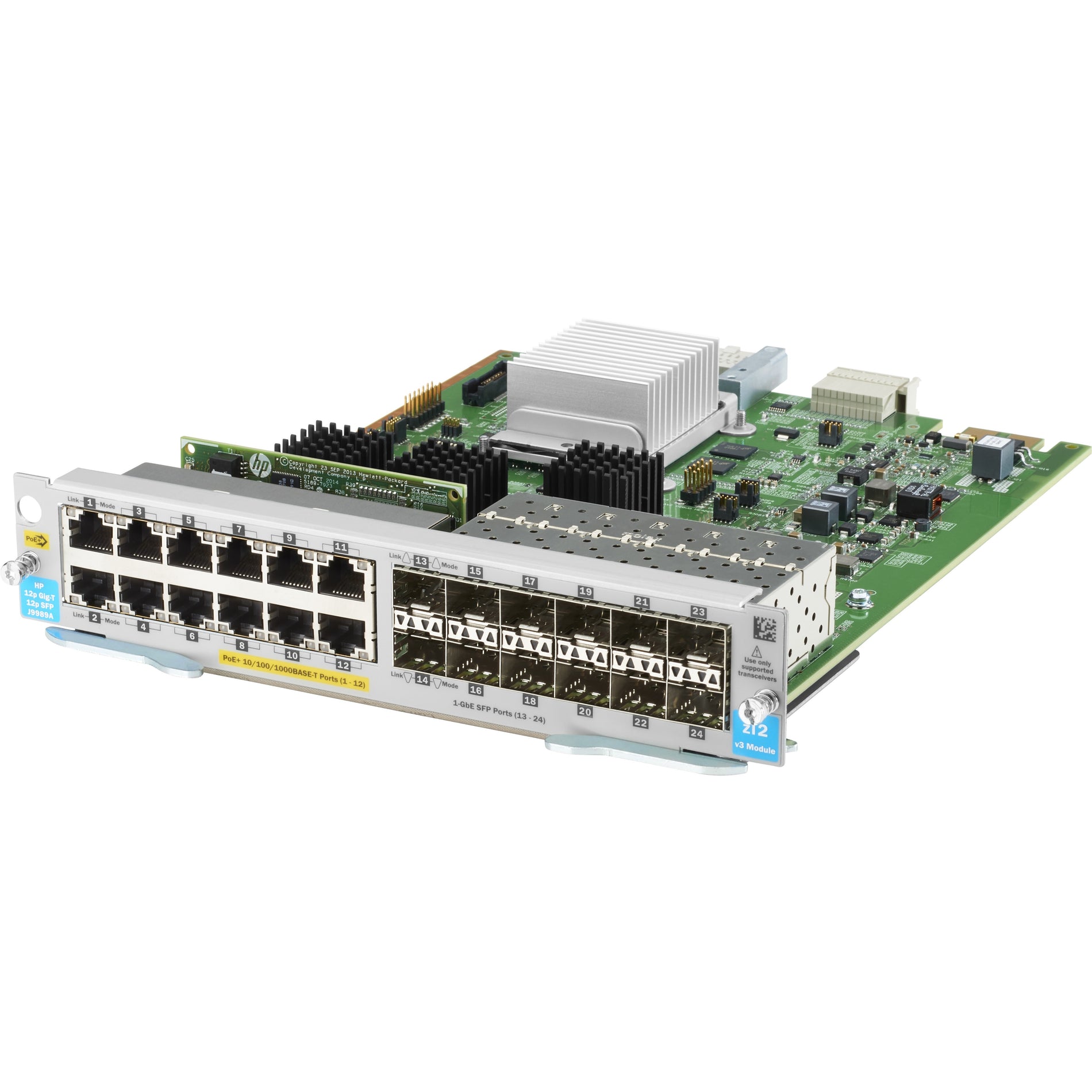 惠普 J9989A 12端口 10/100/1000BASE-T PoE+ / 12端口 1GbE SFP MACsec v3 zl2 模块 千兆以太网扩展模块  惠普 - 惠普