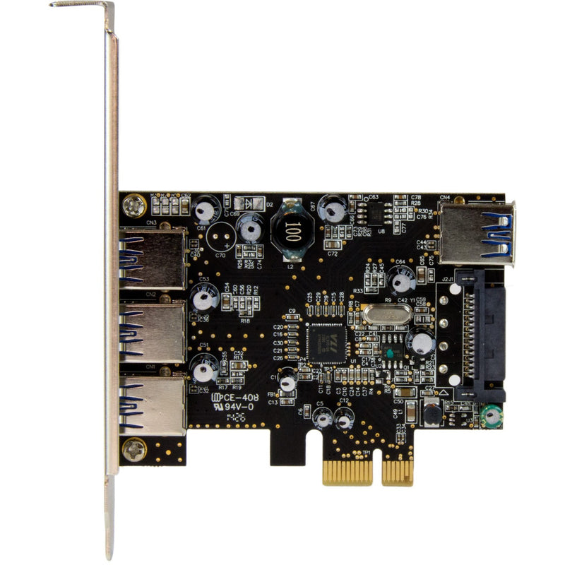 Detailed view of StarTech.com USB 3.0 PCIe card circuit board layout and components