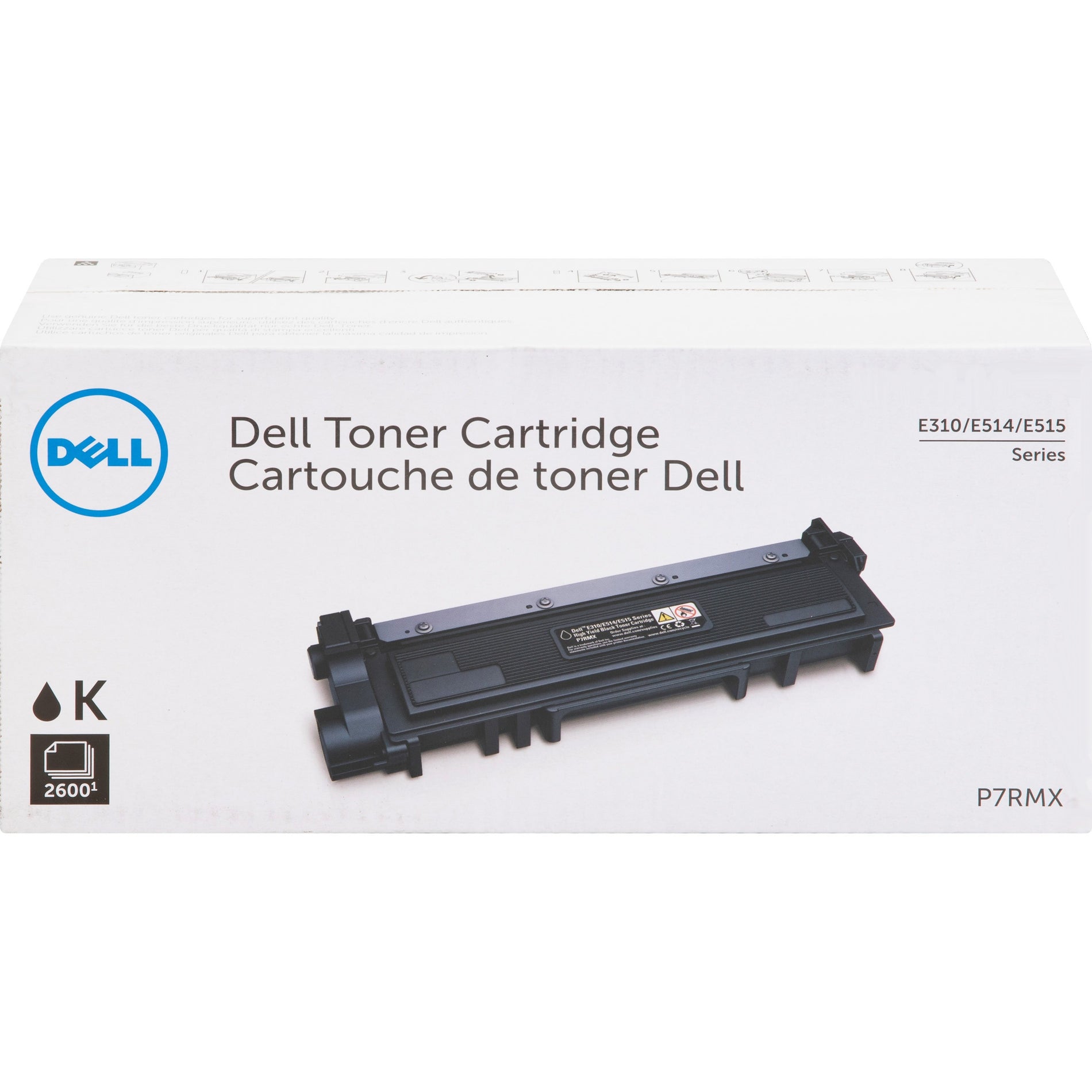 Dell P7RMX Toner Cartridge, 2600 Page Yield, Black