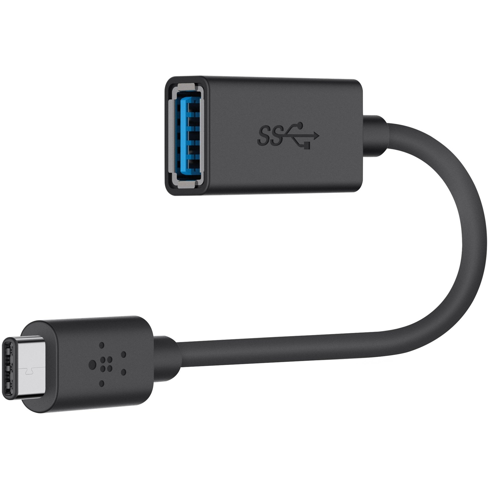 Belkin F2CU036BTBLK 3.0 USB-C to USB-A Adapter Reversible Charging 5" Cable Length  Belkin F2CU036BTBLK 3.0 Adaptateur USB-C vers USB-A Charge Réversible Longueur du Câble de 5"