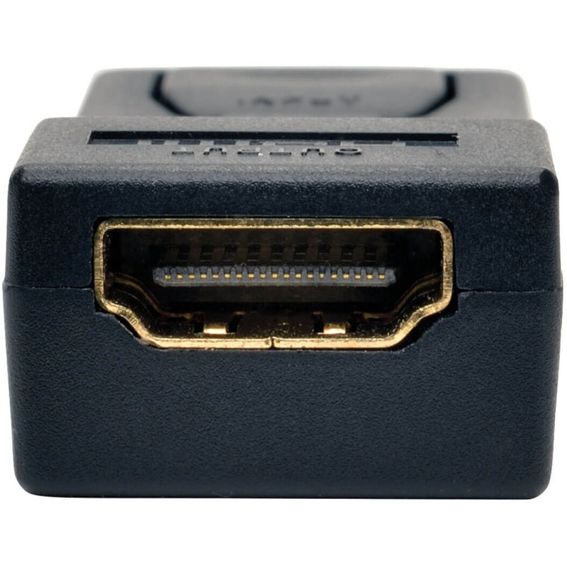 Detailed view of HDMI female port showing gold contacts