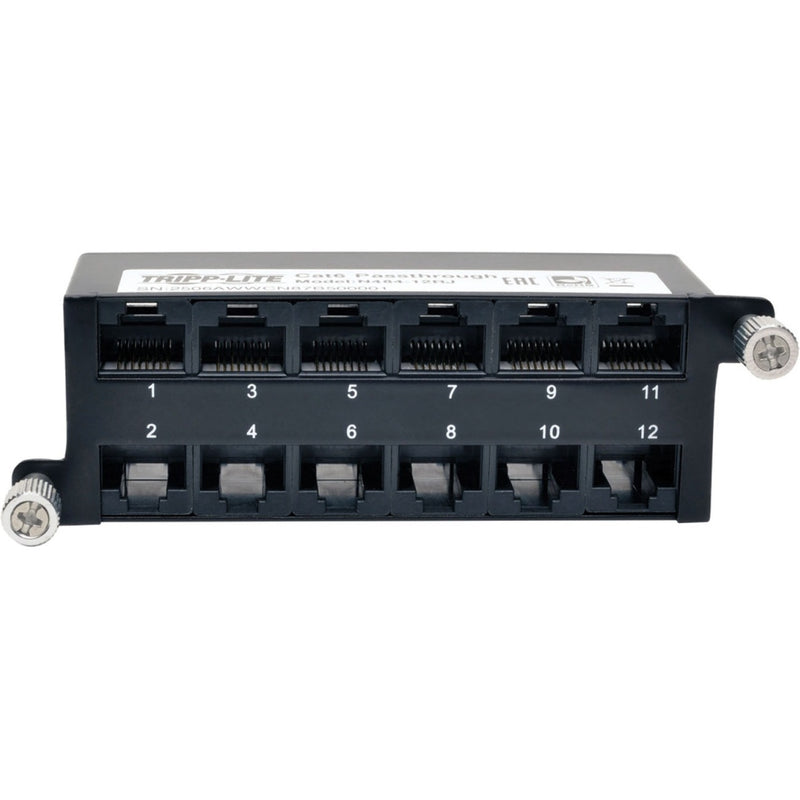 Side angle view of Tripp Lite Cat6a cassette showing numbered port arrangement