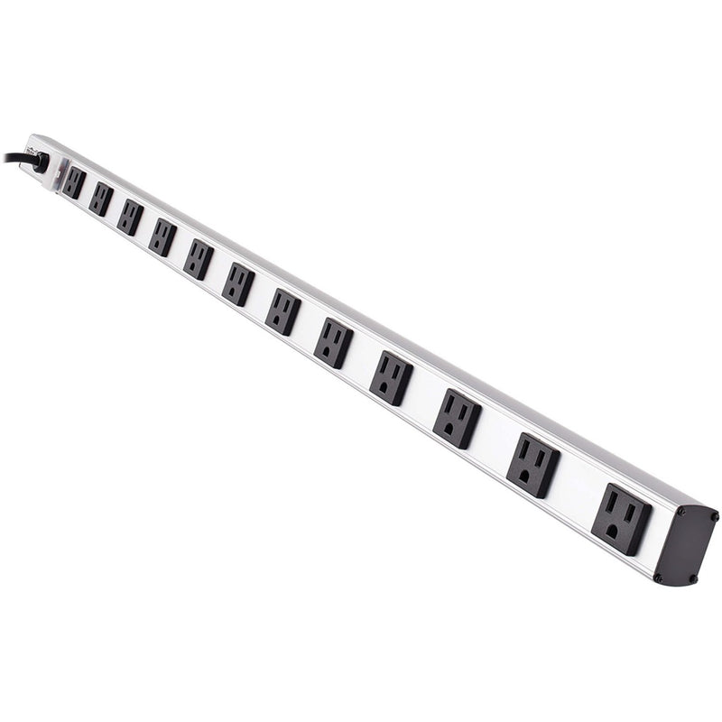 Tripp Lite PS3612RA 36-inch power strip with 12 right-angle outlets arranged along aluminum housing