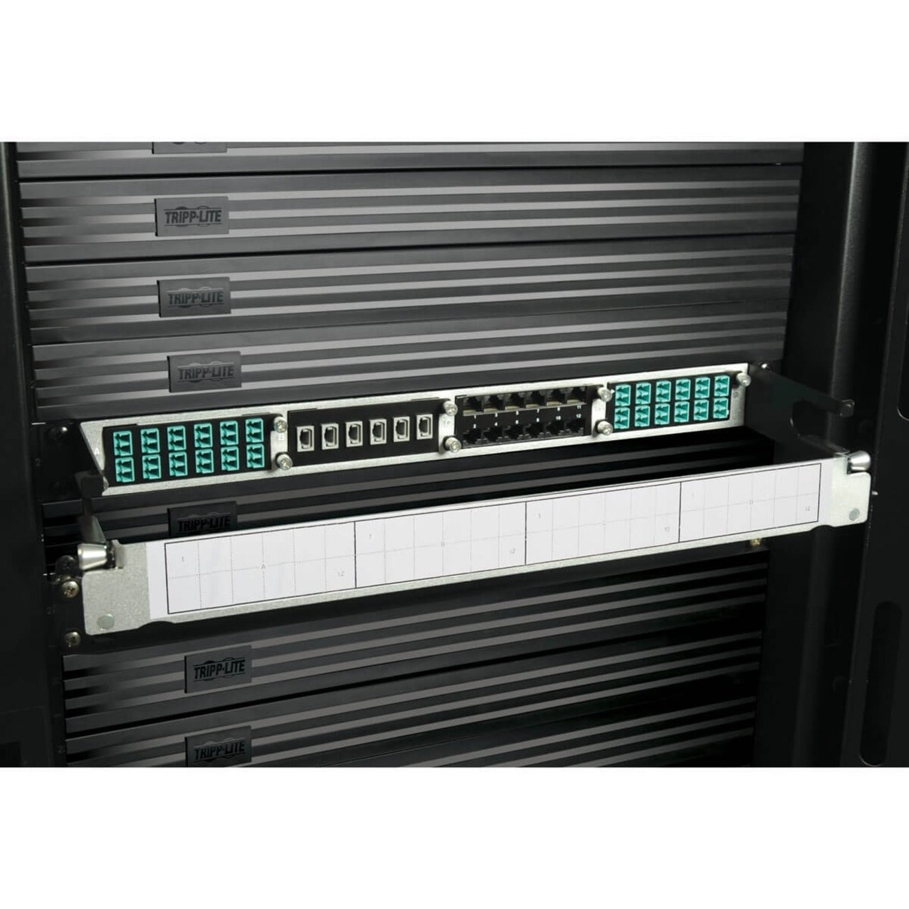 Tripp Lite N484-01U High Density Copper / Fiber Enclosure Panel, 1U, 4-Cassette Capacity