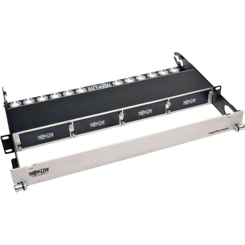 Tripp Lite N484-01U 1U rack-mount enclosure panel with 4 cassette bays and integrated cable management system