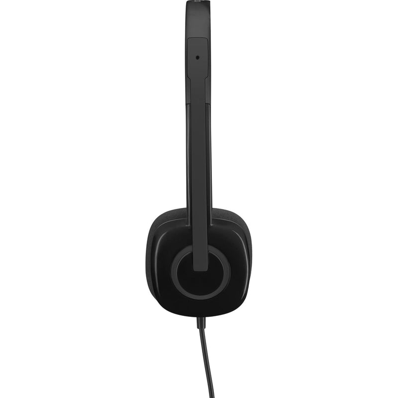 Side profile view of Logitech H151 headset showing sleek design and ear cup structure