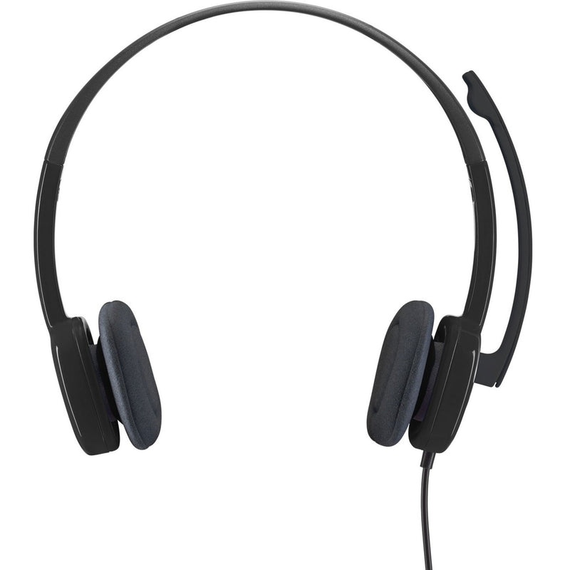 Front view of Logitech H151 headset showing dual ear cups and adjustable headband structure