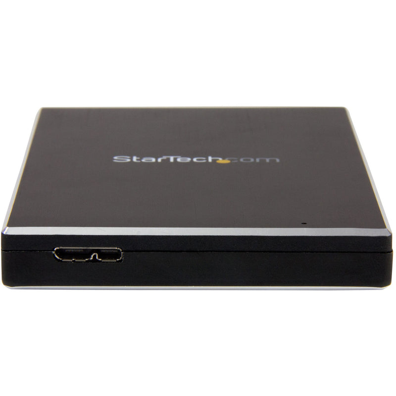 Side view of StarTech.com drive enclosure showing USB-C port and slim profile