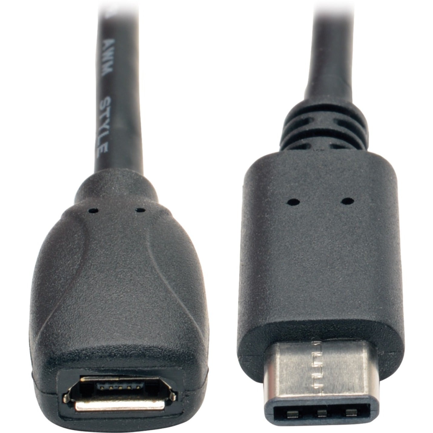 Tripp Lite U040-06N-MIC-F 6IN Câble ADAPT à haute vitesse USB C- Soulagement de la tension Moulé Noir