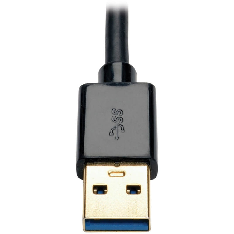 Close-up view of the USB 3.0 connector with gold-plated contacts