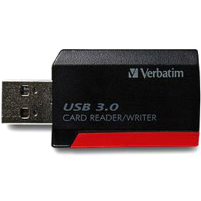 Side profile view of Verbatim USB 3.0 card reader showing slim design