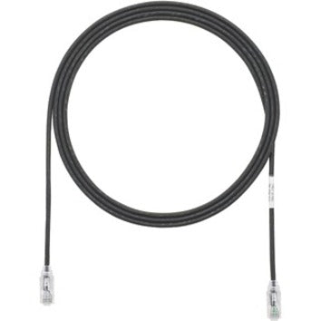 Panduit Cat.6 UTP black network patch cable with gold-plated RJ-45 connectors coiled in circular shape