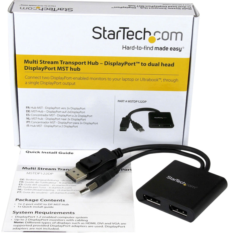 Product packaging and contents of StarTech.com MST hub