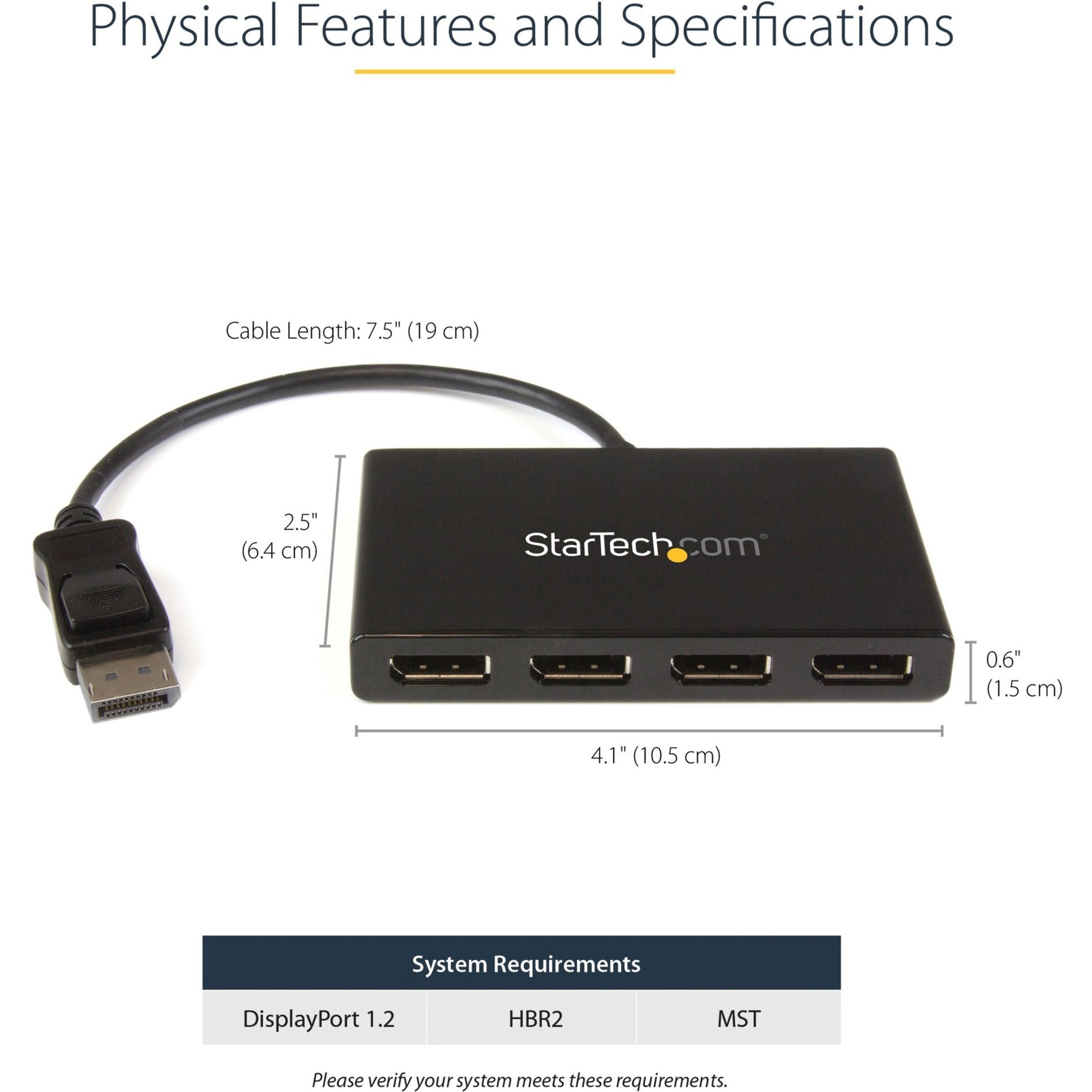 StarTech.com MSTDP124DP MST Hub - DisplayPort to 4x DisplayPort, Multi Stream Transport Hub - DP 1.2 to DP, 4K Video Resolution