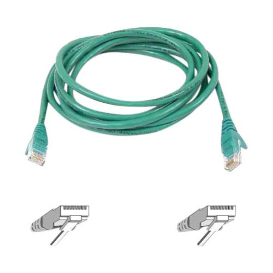 50-foot green Cat6 network patch cable with snagless RJ45 connectors and connector diagram