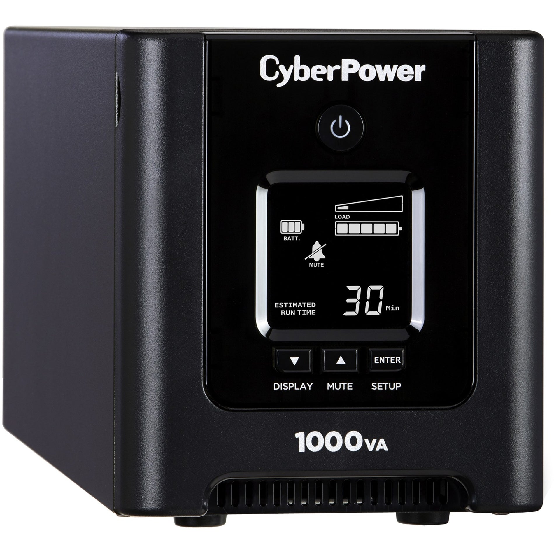 Side angle view of CyberPower OR1000PFCLCD UPS showing compact mini-tower design-alternate-image2