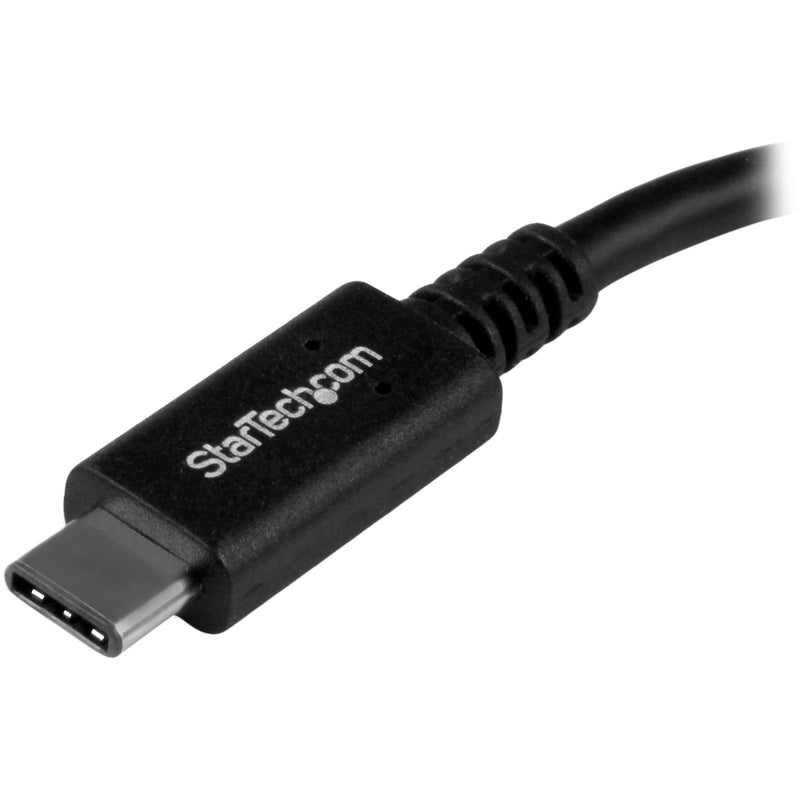 Close-up view of StarTech.com USB-C connector showing reversible design and strain relief