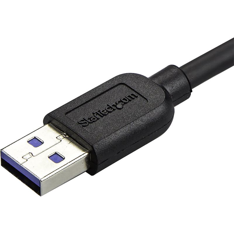 Close-up of StarTech.com USB 3.0 Type-A connector showing nickel plating and blue USB ports