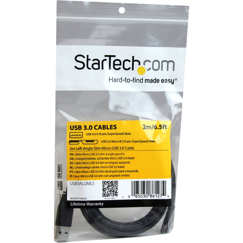 StarTech.com USB 3.0 cable retail packaging showing product specifications and warranty information