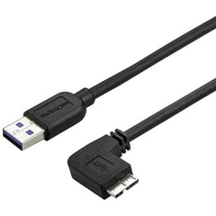 StarTech.com USB3AU2MRS Tynd Micro USB 3.0 Kabel - USB 3.0 A til Højrevinklet Micro USB 6 ft - Hurtig Dataoverførsel Fleksibel og Holdbar