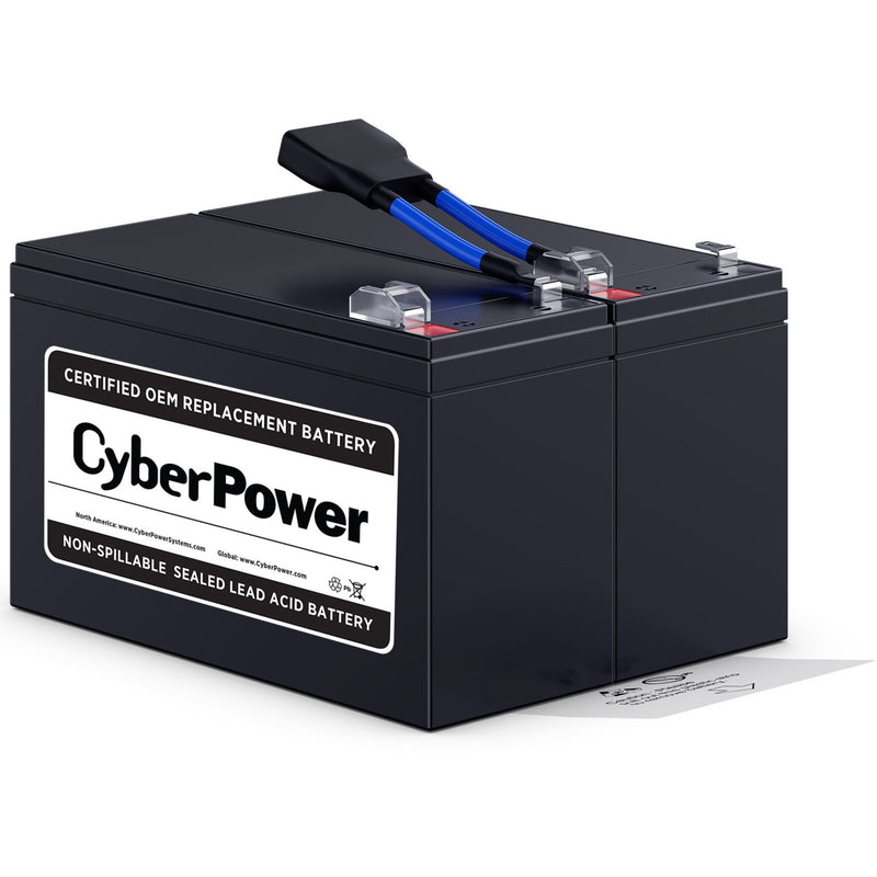 CyberPower RB1290X2B replacement battery kit showing dual battery configuration with blue connector cables