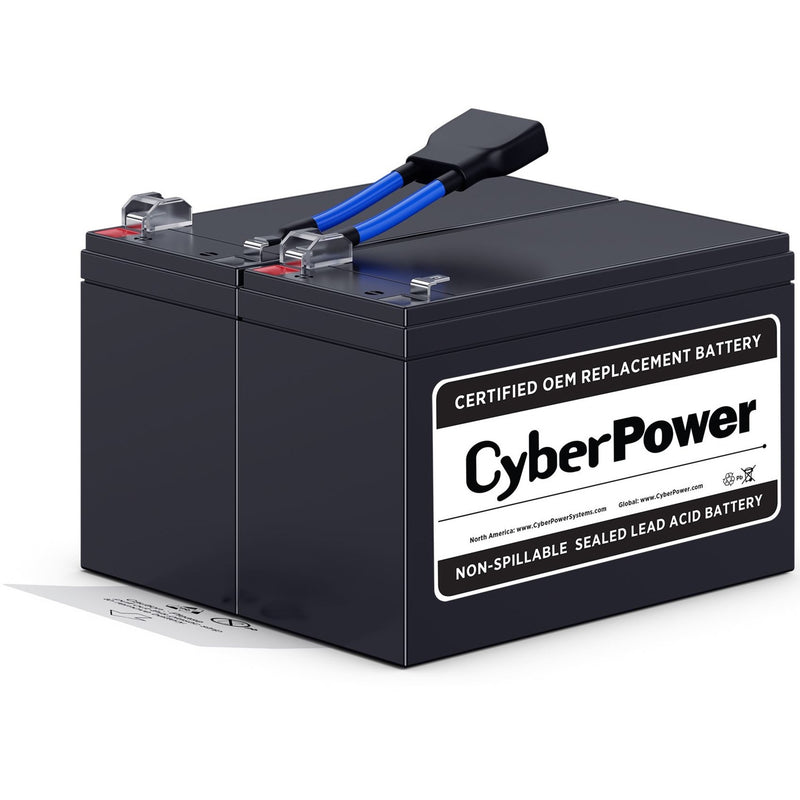 CyberPower battery showing professional connection system with blue cables