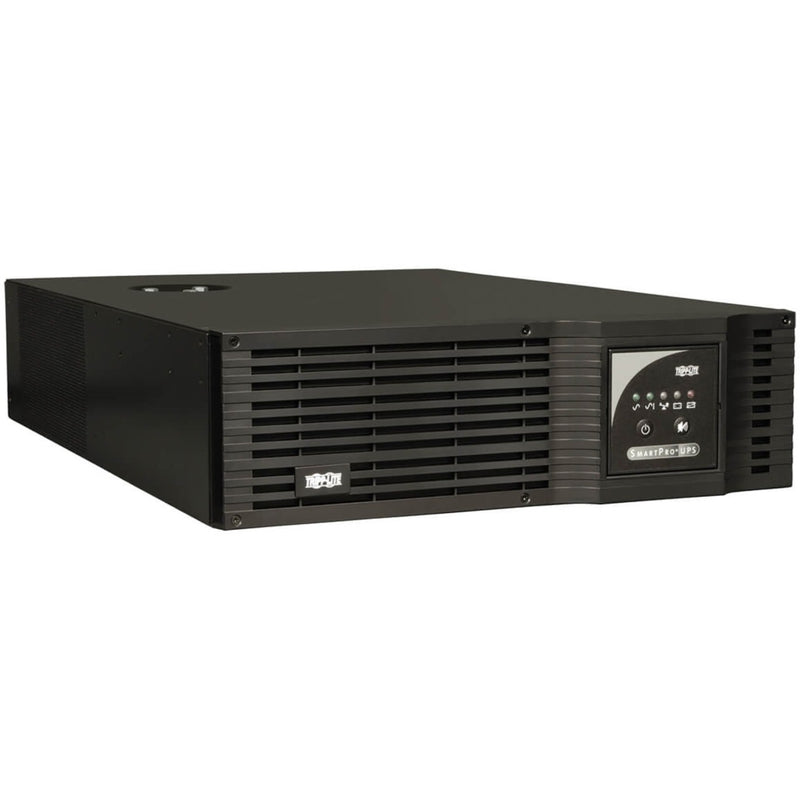 Front view of Tripp Lite SMART5000XFMRXL 5000VA UPS system in 3U rack-mount form factor with LED display panel