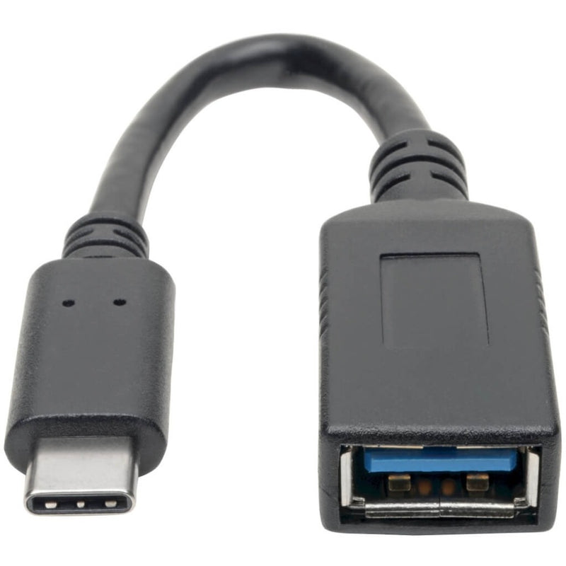 Curved profile view of the Tripp Lite USB adapter cable showing flexibility